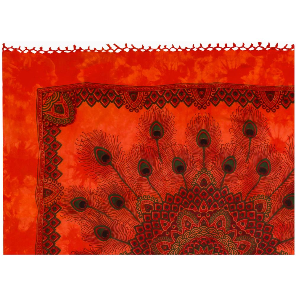 Telo Mare Spiaggia Grande Antisabbia Parasole Modello Batik Piuma Piuma Arancio - Foto 1