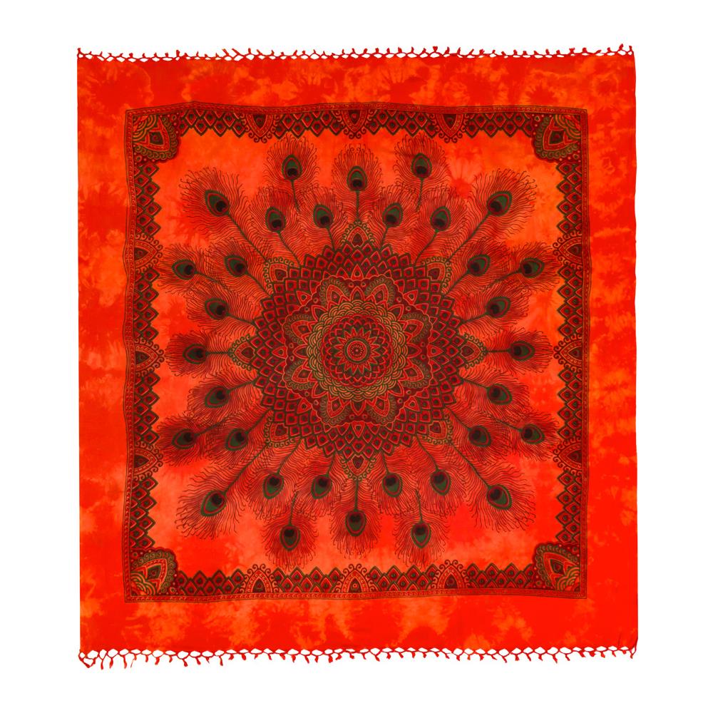 Telo Mare Spiaggia Grande Antisabbia Parasole Modello Batik Piuma Piuma Arancio - Foto 5