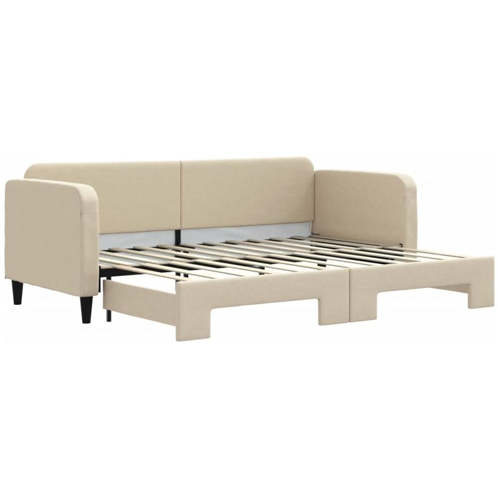 Divano Letto Con Letto Estraibile Crema 80x200 Cm Tessuto - Foto 2