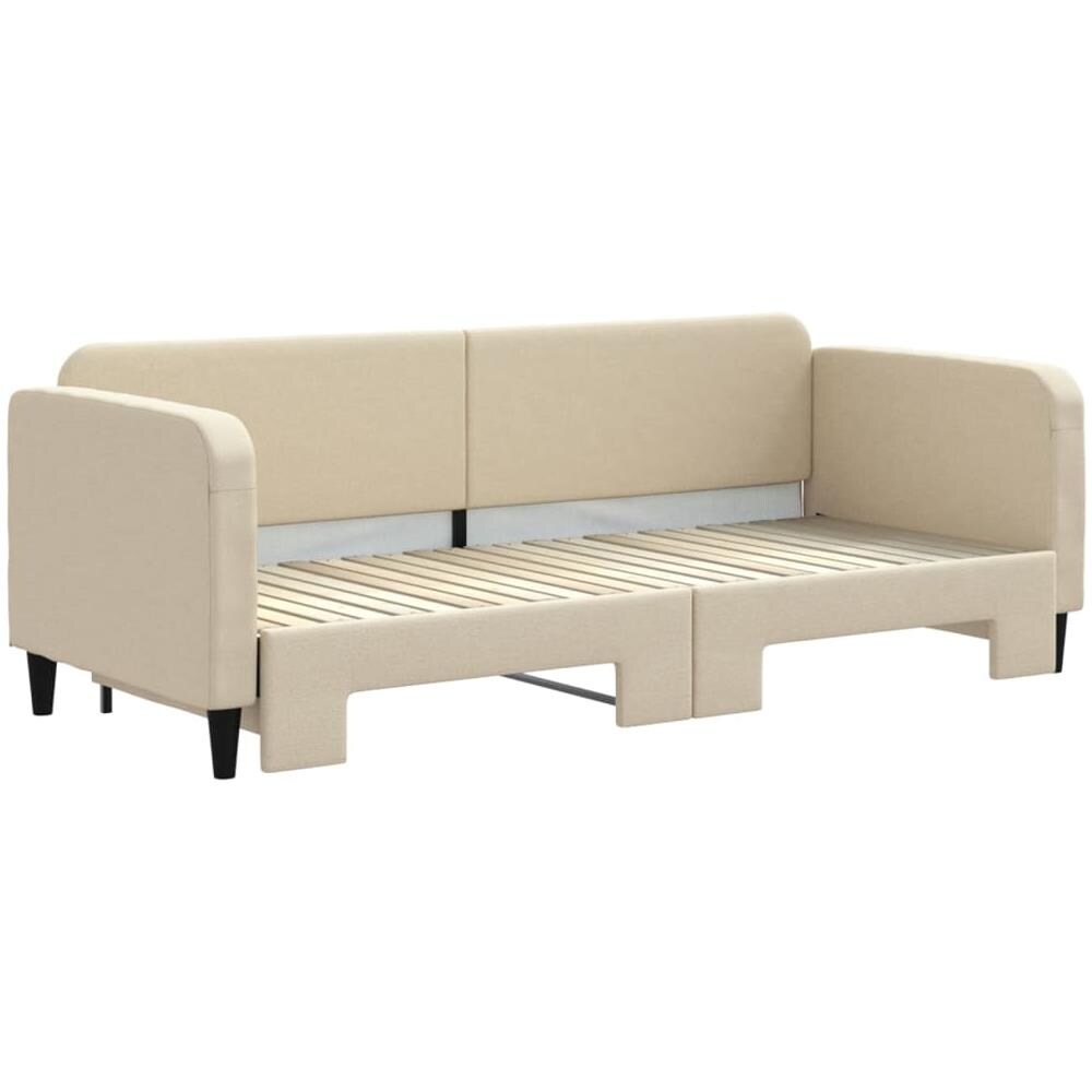Divano Letto Con Letto Estraibile Crema 80x200 Cm Tessuto - Foto 3