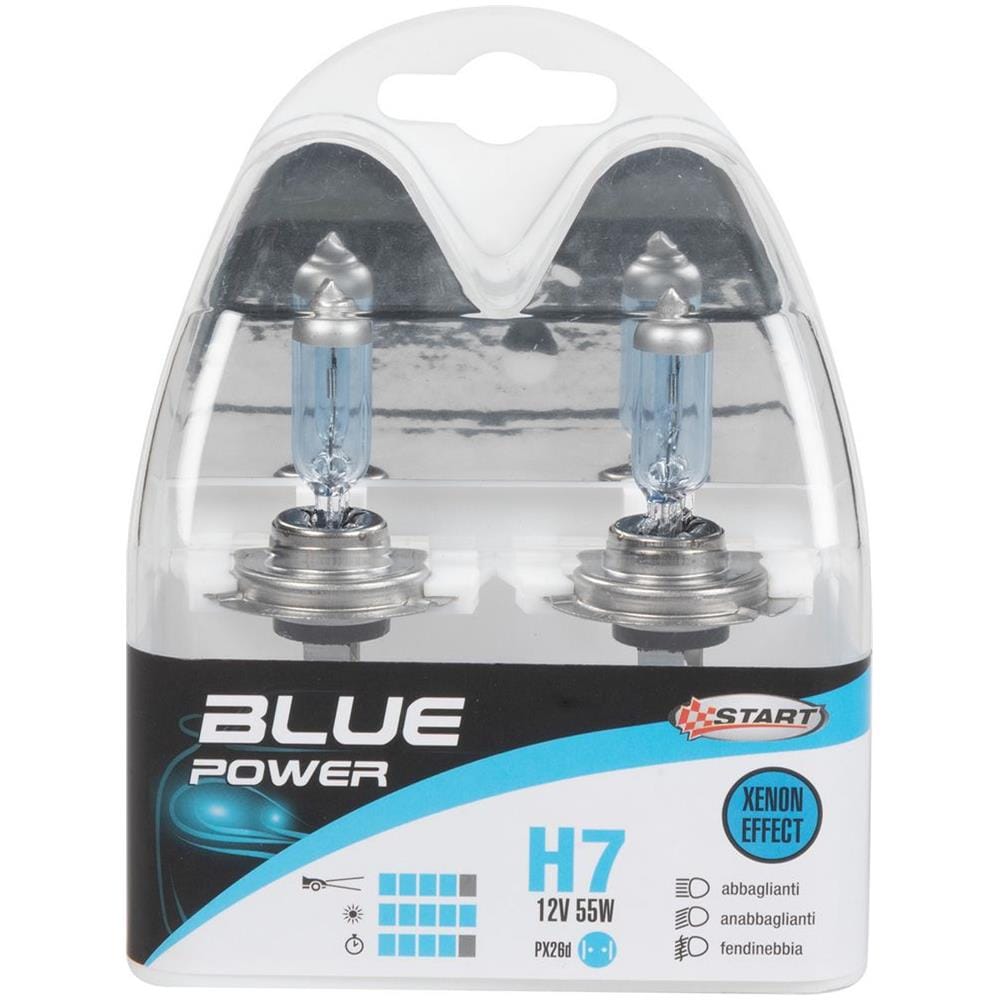 H7 Blue Power Coppia Di Lampadine Xenon Per Luci Auto 12v 55w Px26d - Foto 1