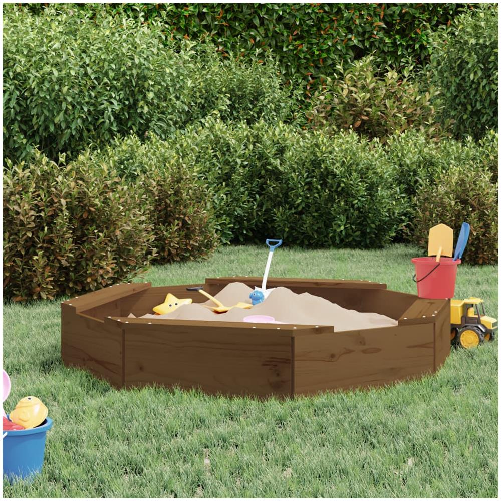 Sabbiera Con Sedute Miele Ottagonale In Legno Massello Di Pino - Foto 1