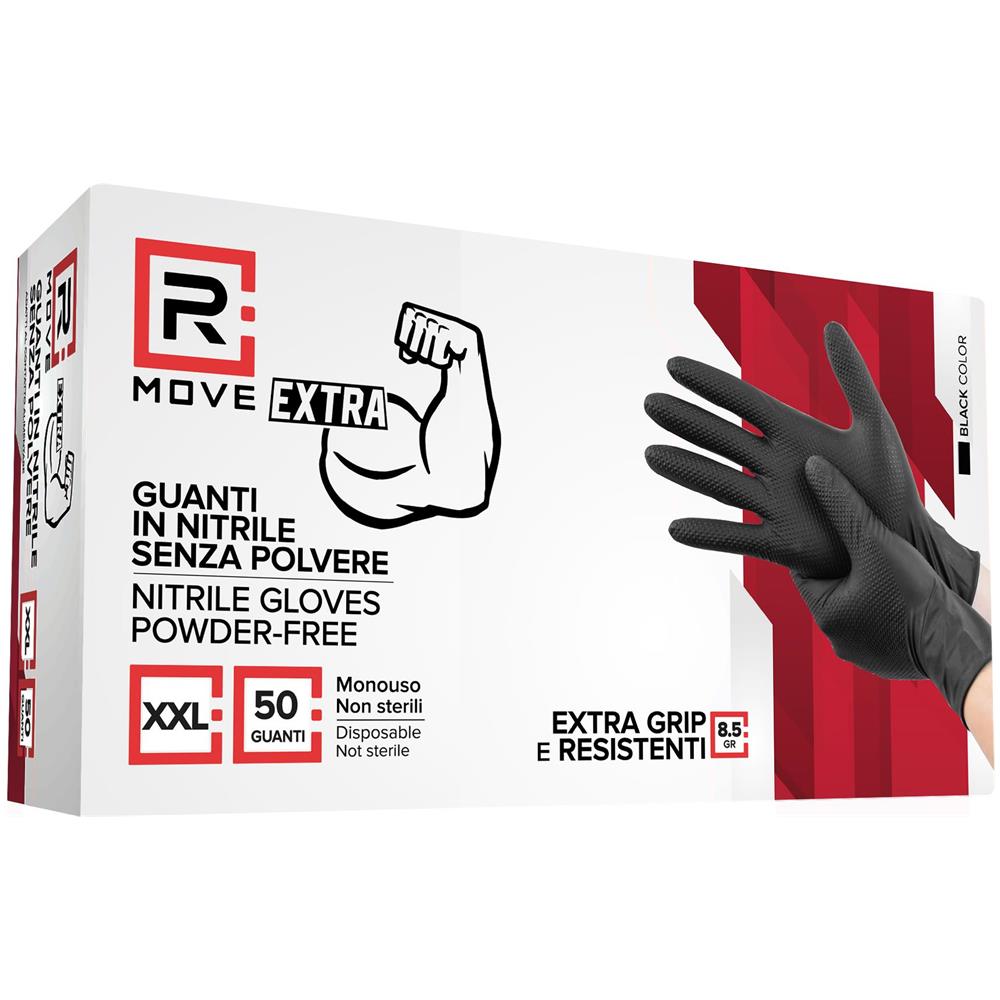 Guanti Nitrile Nero senza Polvere Full Grip Conf. Da 50pz Tg.XXL 8.5gr da Lavoro - Foto 1
