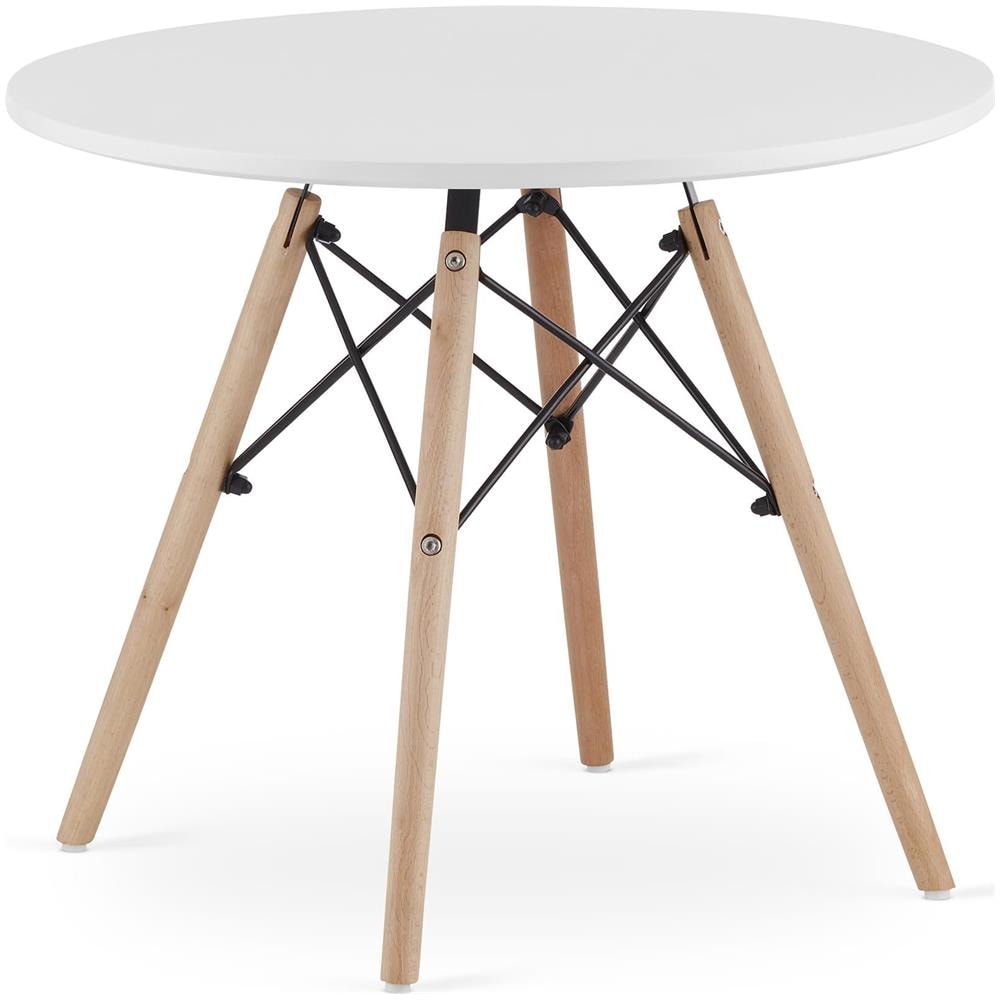 Tavolino da caffè Valora MAKSI rotondo moderno con gambe in faggio bianco 60 cm - Foto 1