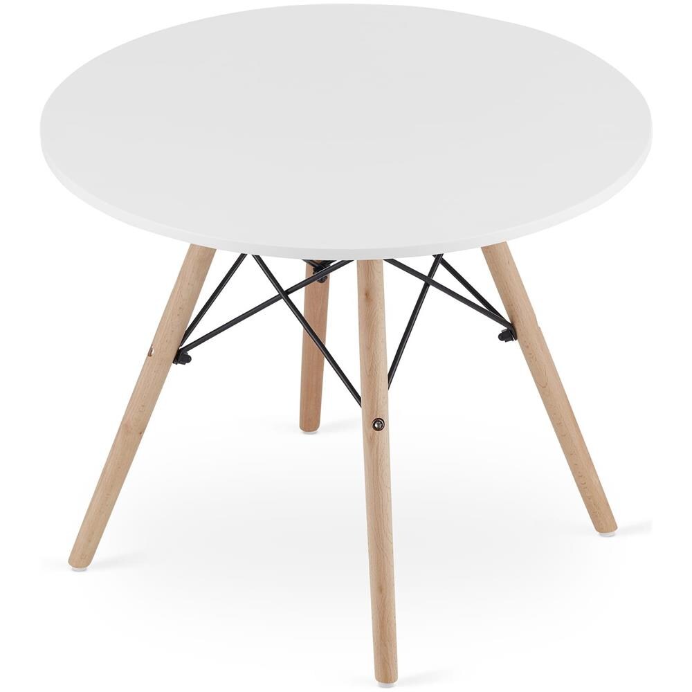 Tavolino da caffè Valora MAKSI rotondo moderno con gambe in faggio bianco 60 cm - Foto 4