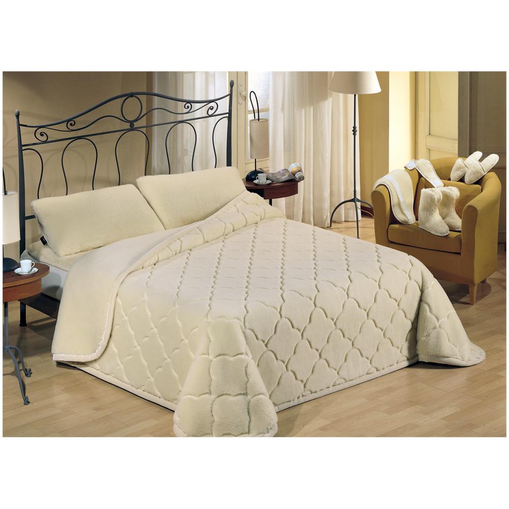 Coperta In Pura Lana Merinos Superwash Trapuntato Modello Nuvol Matrimoniale Nuvol - Foto 1