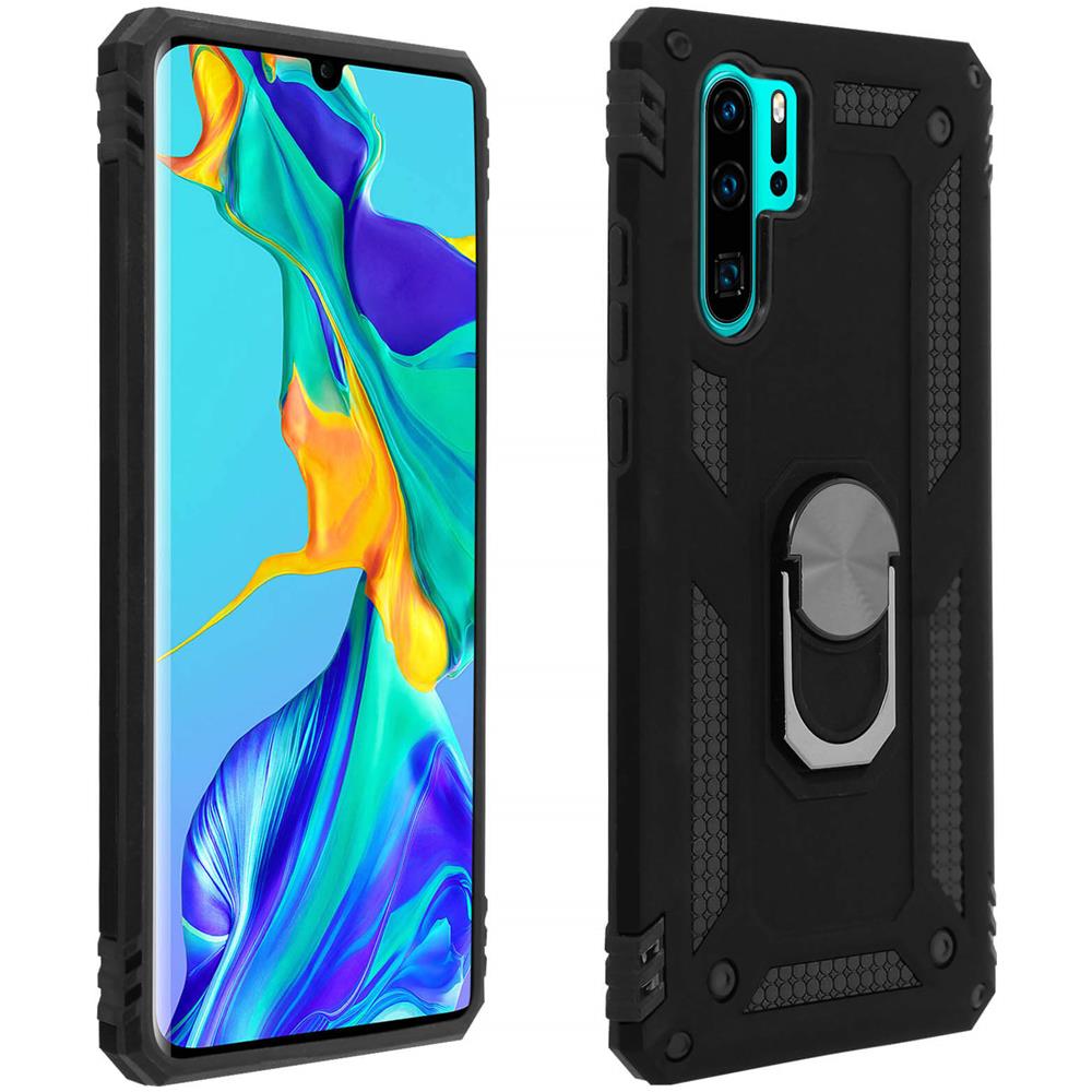 Cover Huawei P30 Pro Bi-materia Rigida Morbida Anello Magnetico Stand Nera - Foto 1