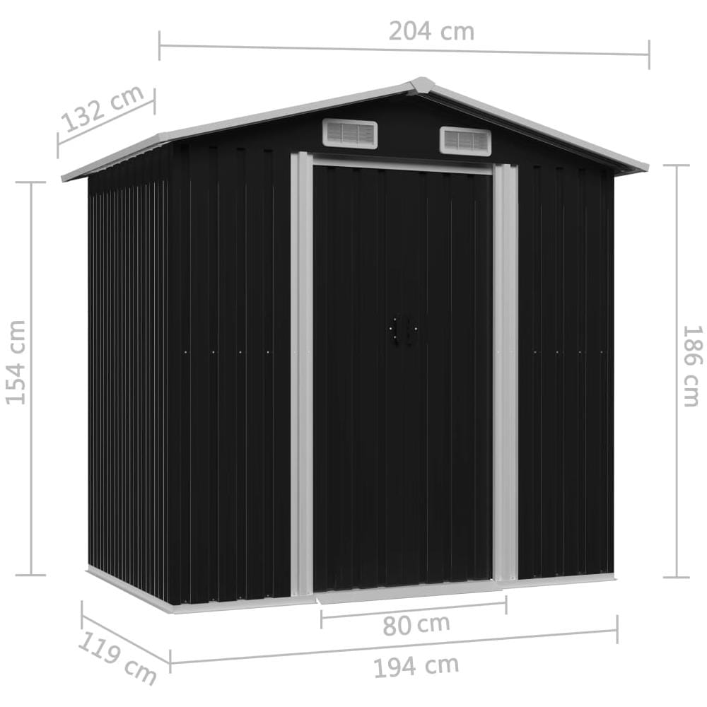 Capanno Attrezzi da Giardino Antracite Acciaio 204x132x186 cm - Foto 8
