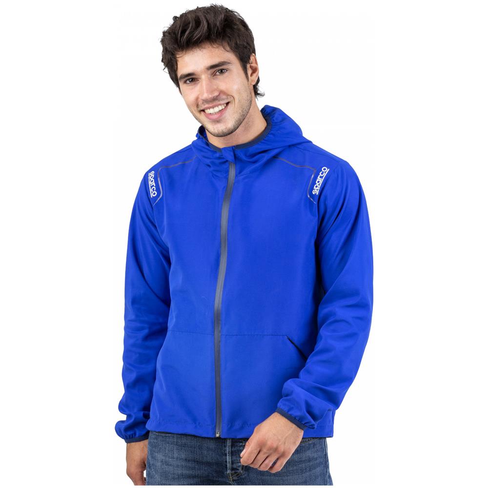 Giacca Antivento Antipioggia Sparco Wilson Con Cappuccio Azzurra (Xxxl)  - Foto 2