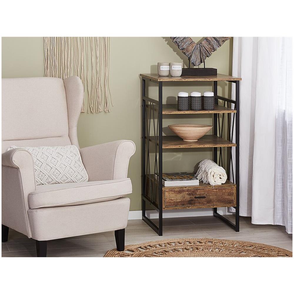 Scaffale A 4 Mensole In Color Legno Scuro Con Un Cassetto Keene - Foto 2