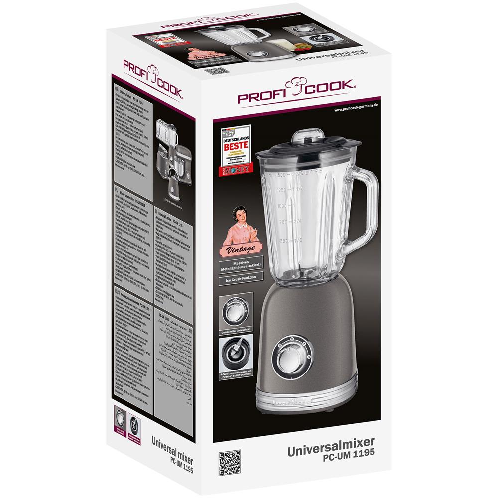 Um 1195 Frullatore, Vintage, Vaso Di Vetro Da 1,5 L, 2 Velocità + Turbo, Tritaghiaccio 800w - Foto 7