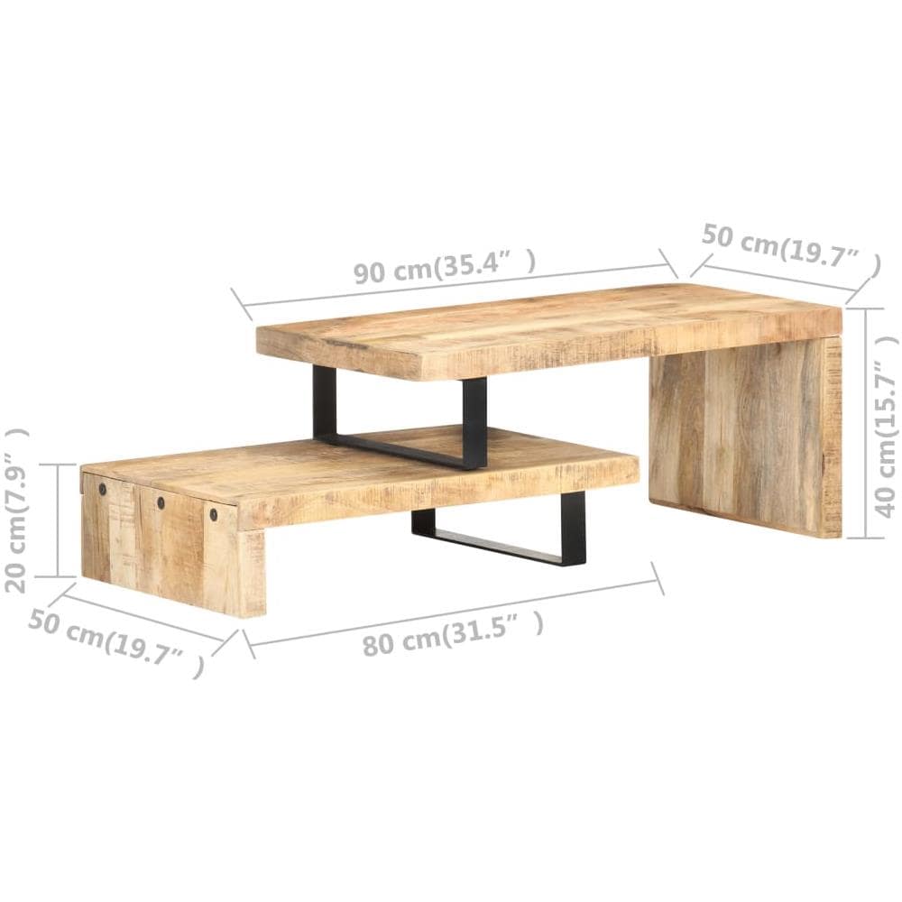 Set Tavolini Da Salotto 2 Pz In Legno Massello Di Mango - Foto 8