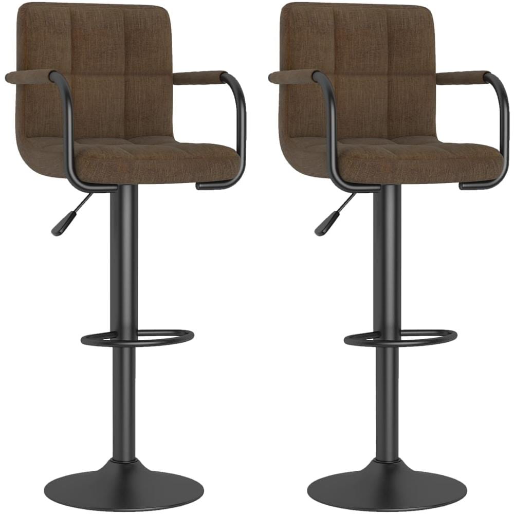 Sgabelli Da Bar 2 Pz Marroni In Tessuto - Foto 1