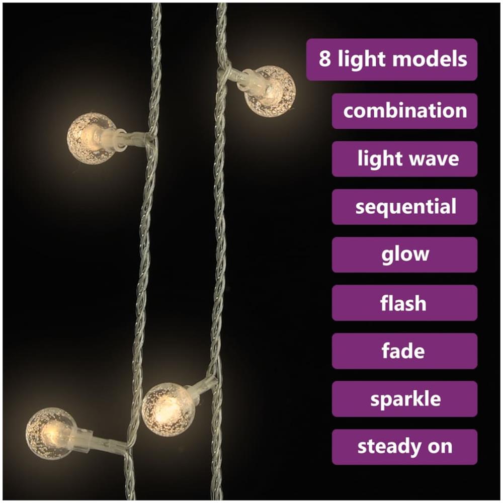 Filo di Luci Sferiche 20m 200 LED Bianco Caldo 8 Funzioni - Foto 7