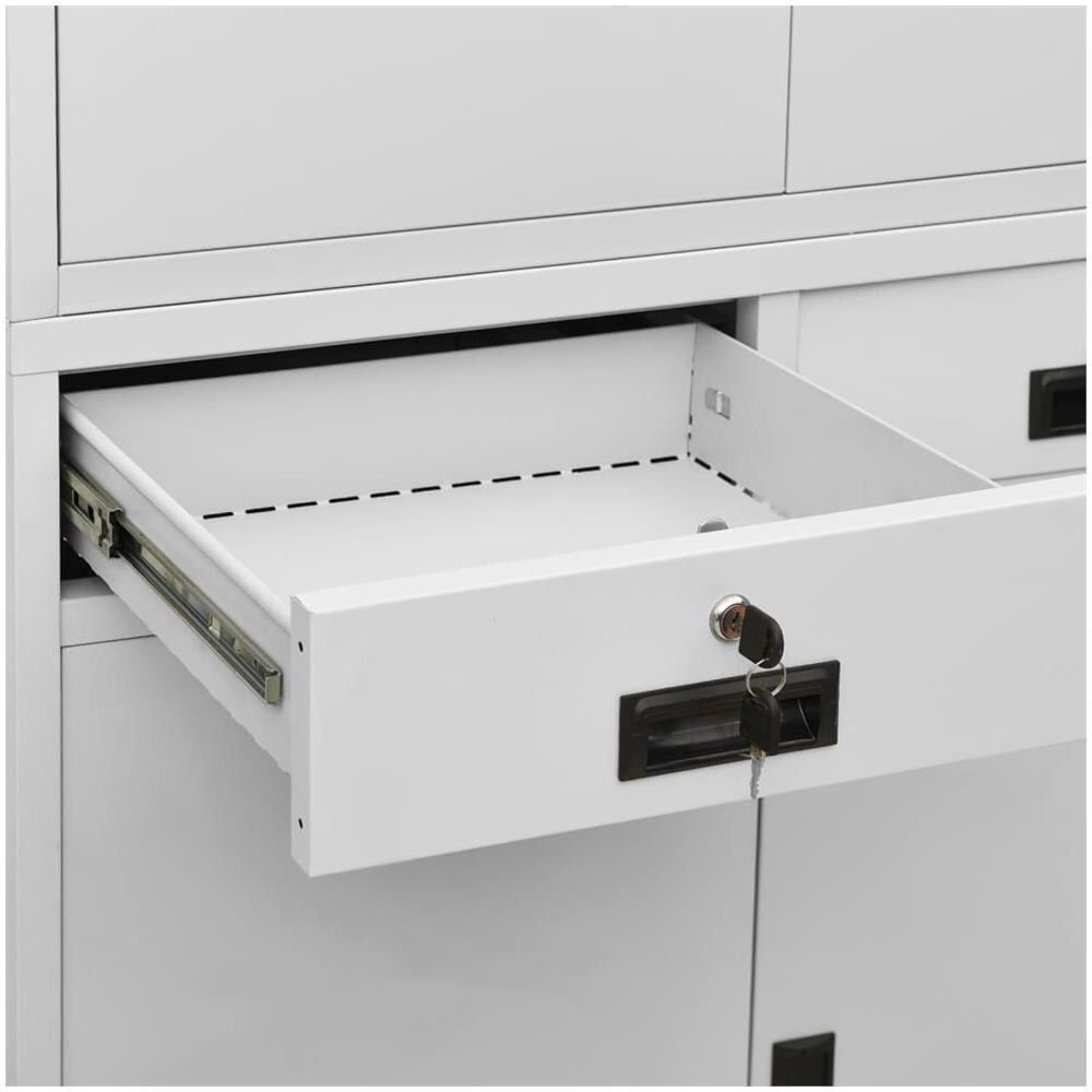 Armadio Per Ufficio Grigio Chiaro 90x40x180 Cm In Acciaio - Foto 3