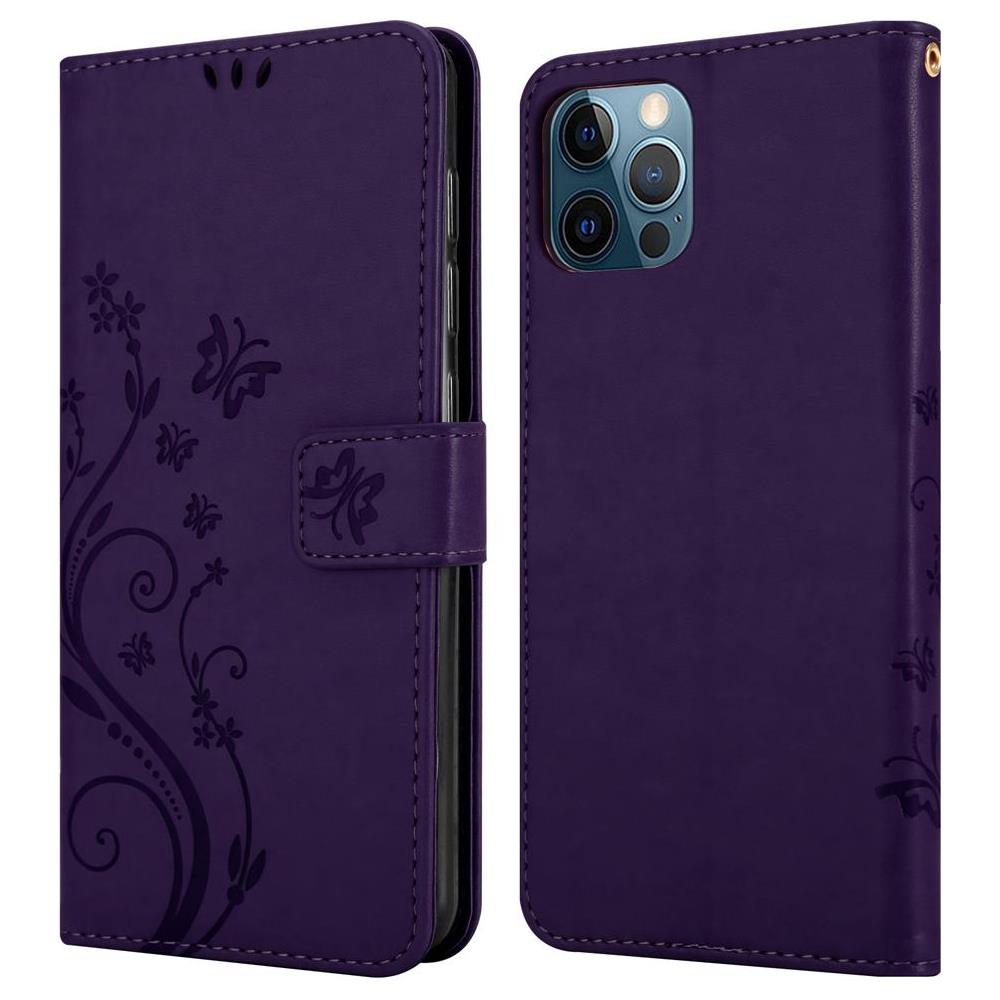 Cadorabo Custodia Compatibile Con Apple Iphone 12 / Iphone 12 Pro (6,1"" Zoll) In Lilla Scuro Fiore - Coperchio Protettivo In Design Floreale Con Chiusura Magnetica, Funzione Stand E Slot Per Carte - Foto 8
