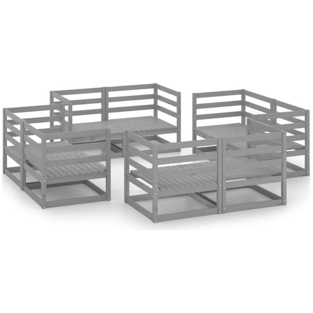 Set Divani Da Giardino 8 Pz Grigio In Legno Massello Di Pino - Foto 2