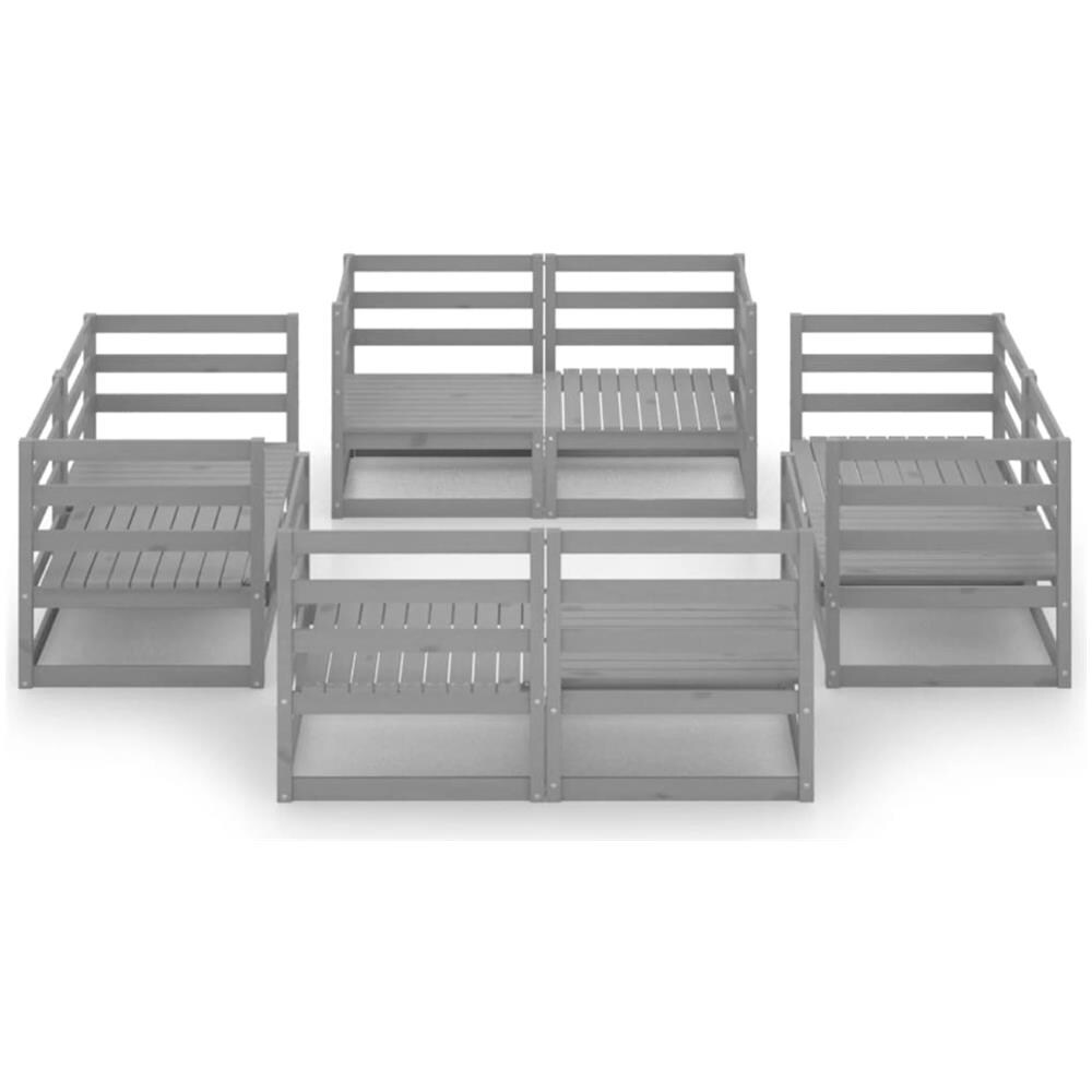 Set Divani Da Giardino 8 Pz Grigio In Legno Massello Di Pino - Foto 3