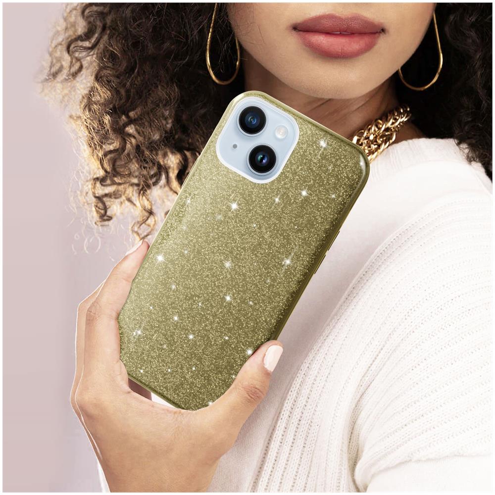 Cover Iphone 14 Plus Semi-rigida Con Paillette Amovibili Oro - Foto 5