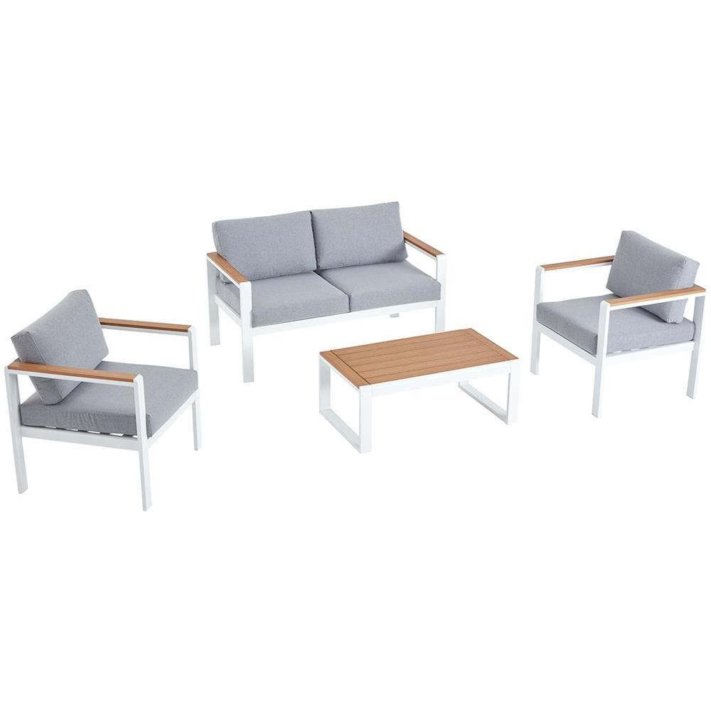 Salotto Da Giardino Basso 4 Posti In Alluminio Bianco Maringo - Foto 1