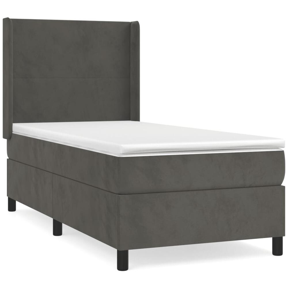Giroletto A Molle Con Materasso Grigio Scuro 100x200 Cm Velluto - Foto 2