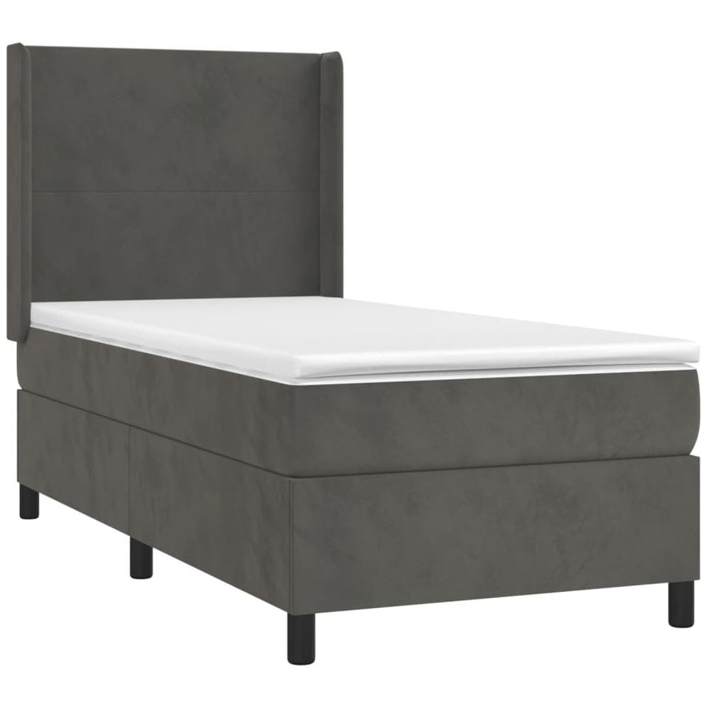 Giroletto A Molle Con Materasso Grigio Scuro 100x200 Cm Velluto - Foto 3