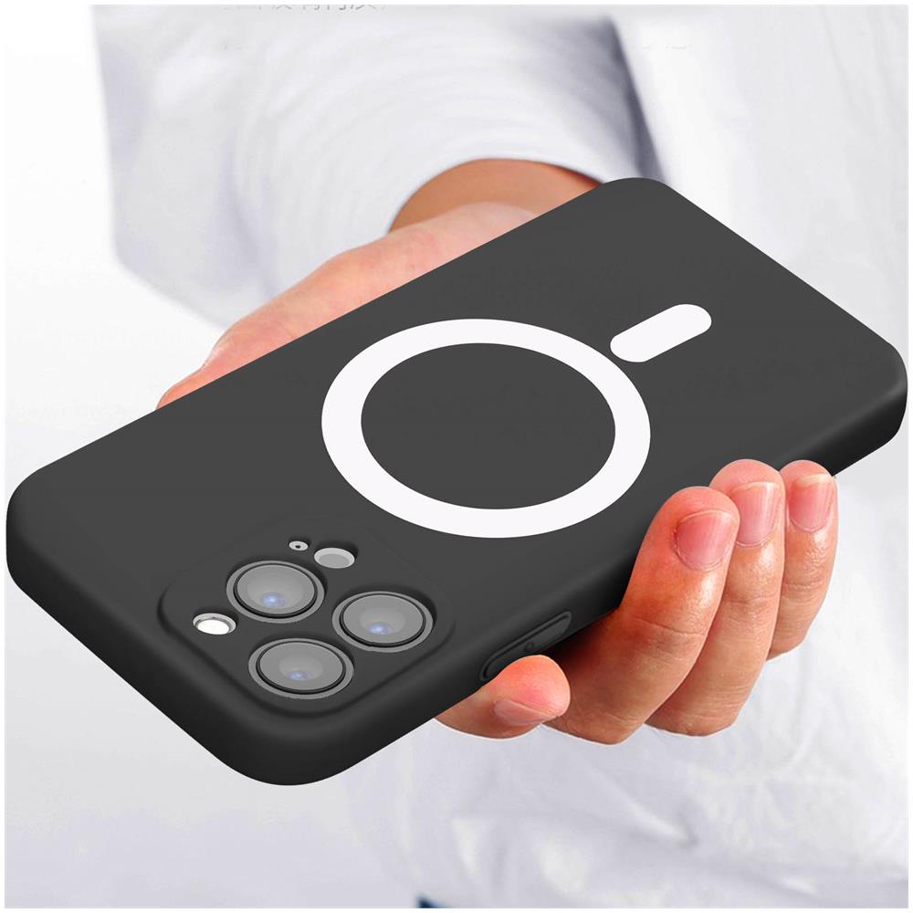 Cover Magsafe Per Iphone 13 Pro Max Soft-touch Bordi Rialzati Anti-shock Nera - Foto 2