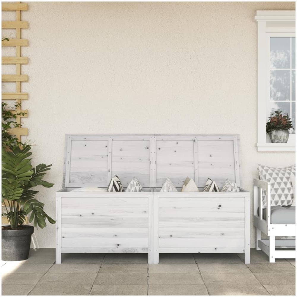Contenitore Giardino Bianco 150x50x56,5 Cm Legno Massello Abete - Foto 1