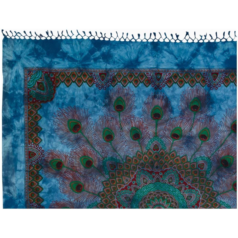 Telo Mare Spiaggia Grande Antisabbia Parasole Modello Batik Piuma Piuma Blu - Foto 1