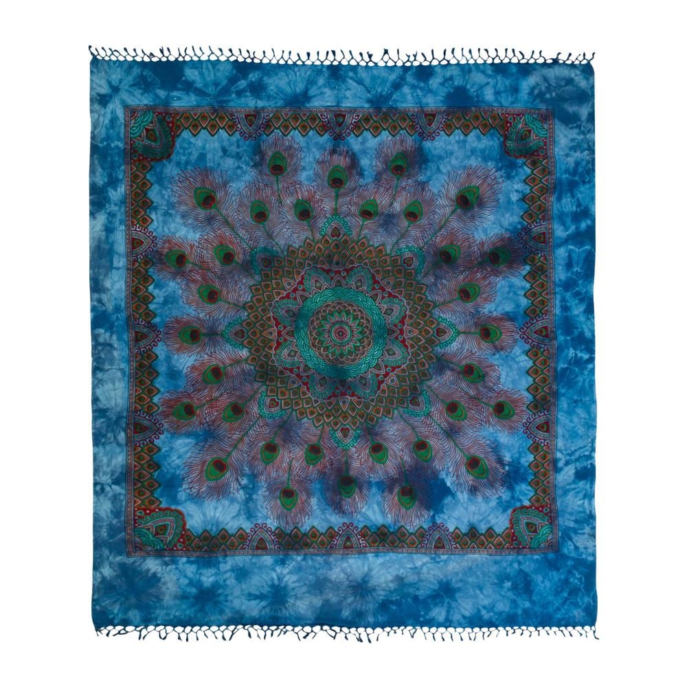 Telo Mare Spiaggia Grande Antisabbia Parasole Modello Batik Piuma Piuma Blu - Foto 5