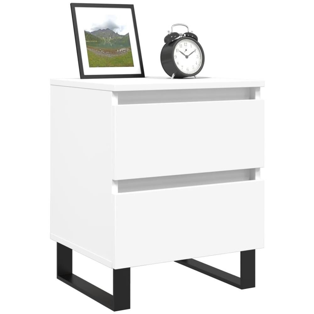 Comodino Bianco 40x35x50 Cm In Legno Multistrato - Foto 3