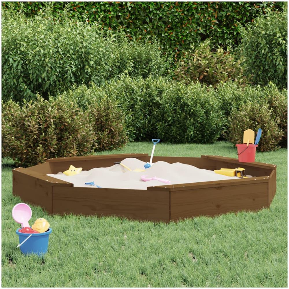 Sabbiera Con Sedute Miele Ottagonale In Legno Massello Di Pino - Foto 1