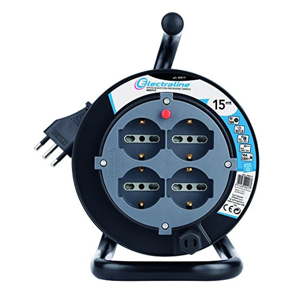 Prolunga Con Avvolgicavo 4 Prese Scuko 10/16a 15mt Cavo 3x1,5 Cavaletto 42379 - Foto 2