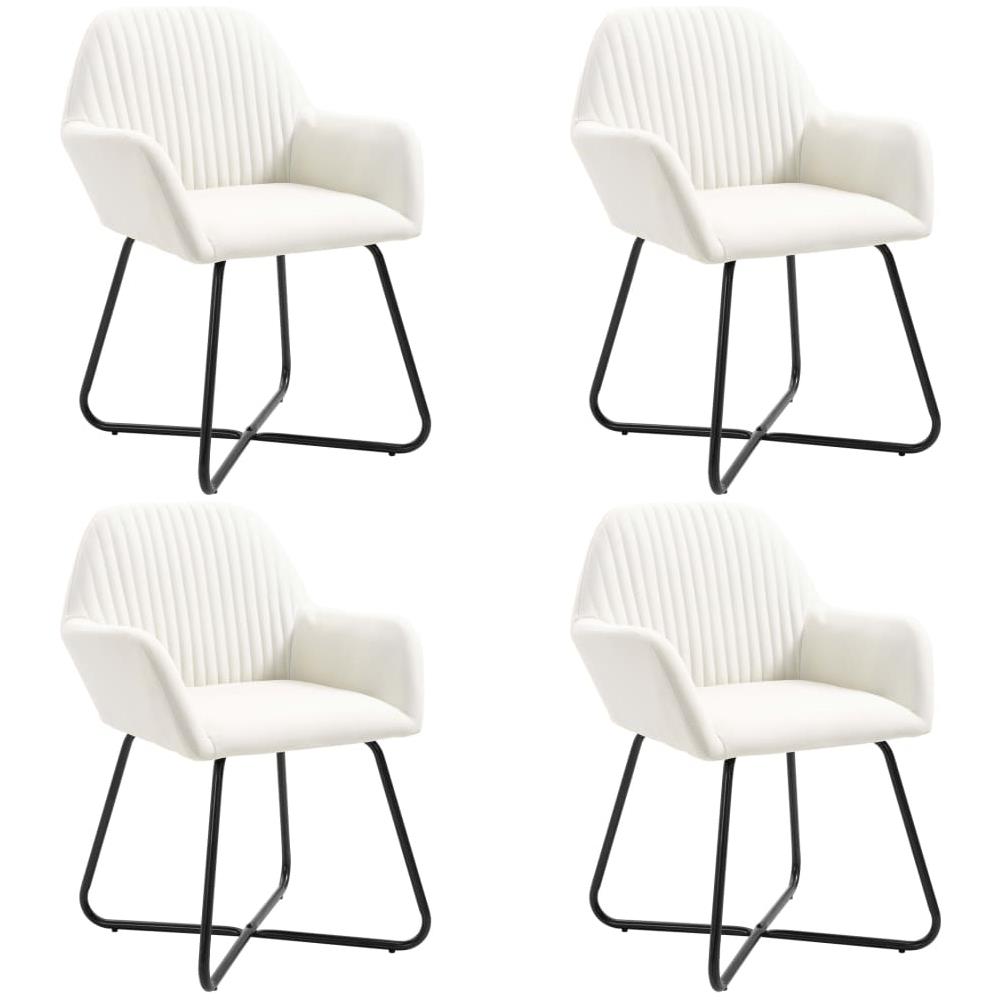 Sedie Da Pranzo 4 Pz Crema In Tessuto - Foto 1