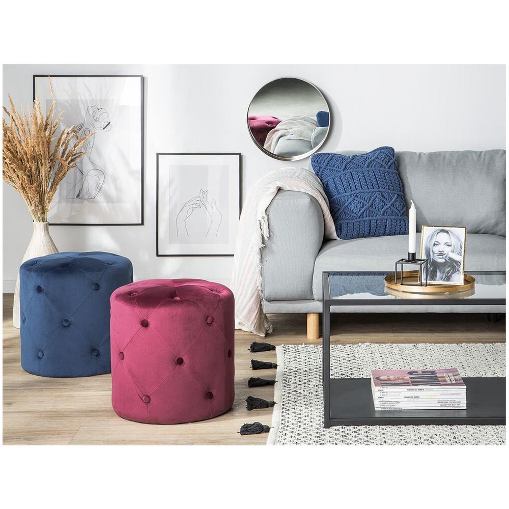 Pouf In Velluto Color Blu Scuro Corolla - Foto 2