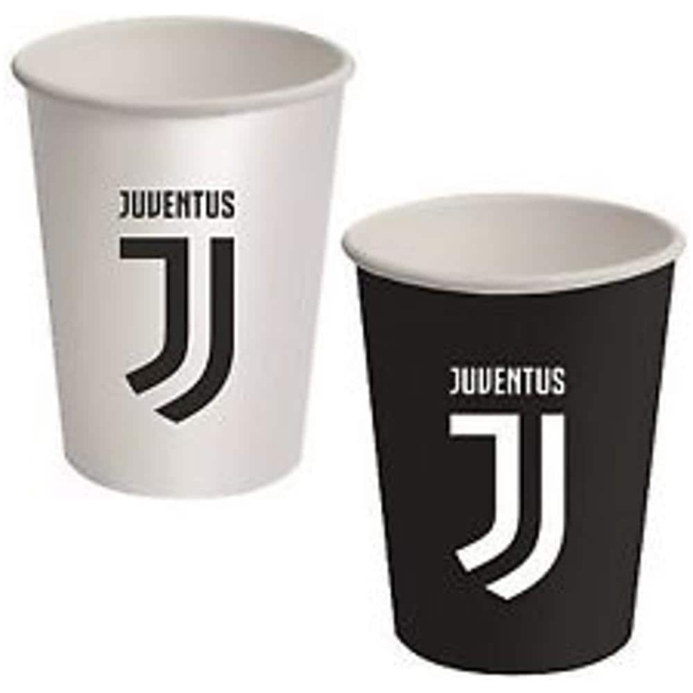 Bigiemme Srl - 8 Bicchieri Di Carta Juventus Neri E Bianchi - Foto 1