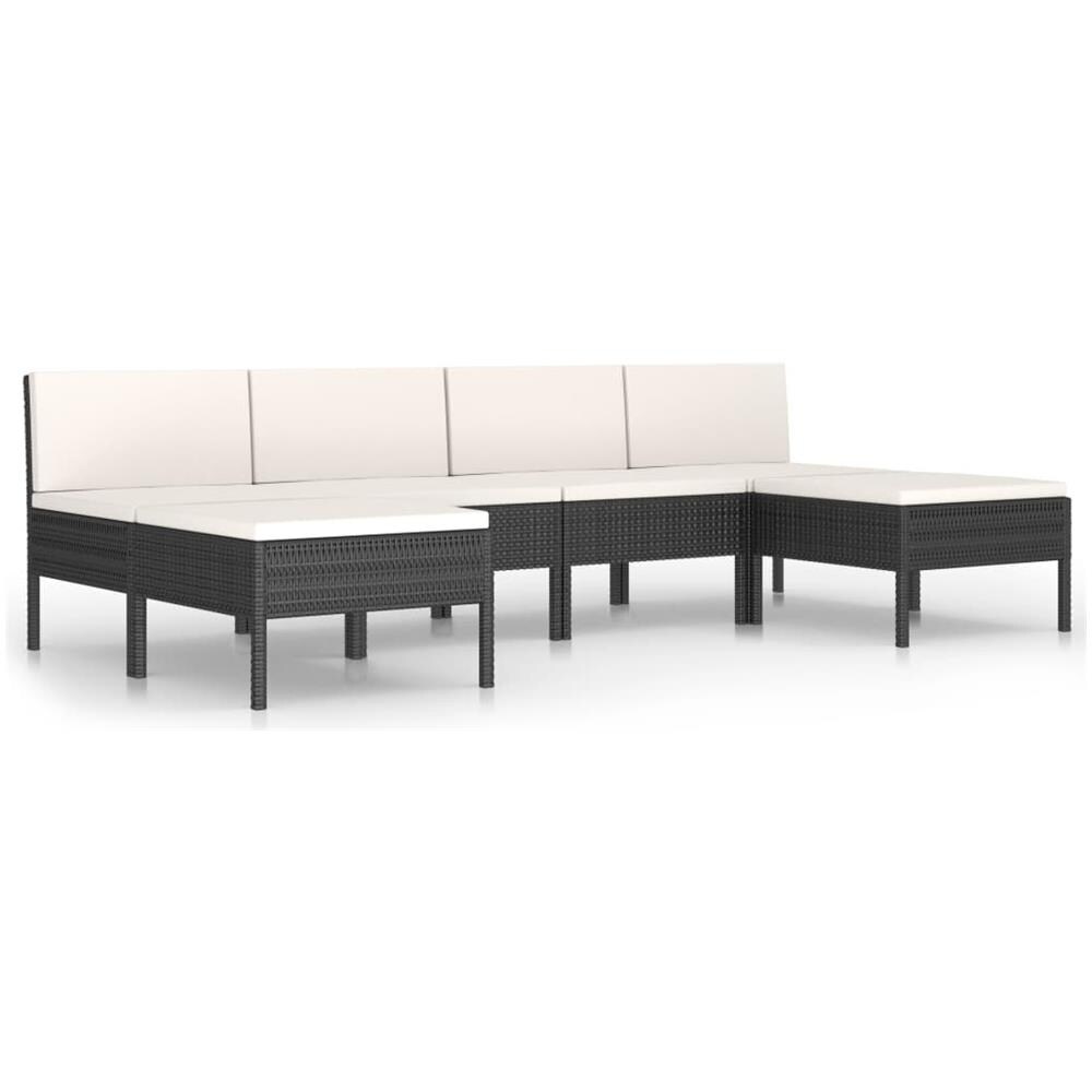 Set Divani da Giardino 6 pz con Cuscini in Polyrattan Nero - Foto 1
