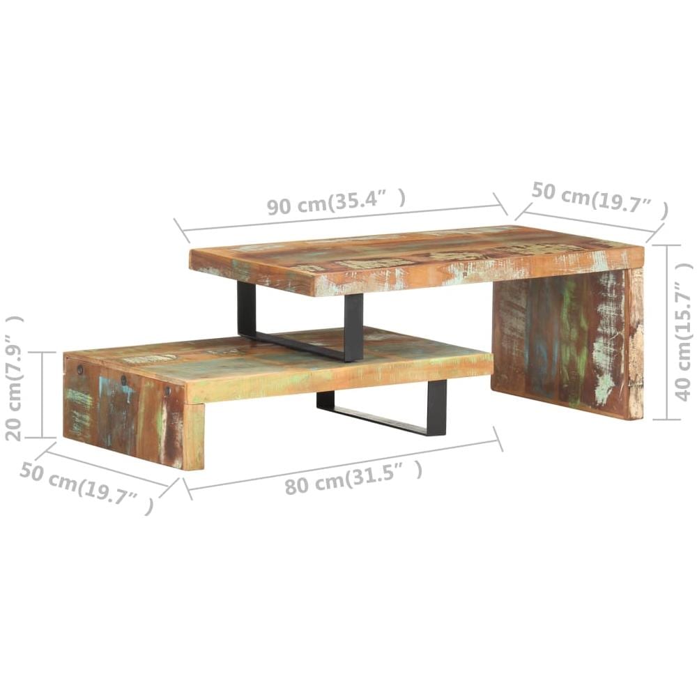 Set Tavolini Da Salotto 2 Pz In Legno Massello Di Recupero - Foto 8