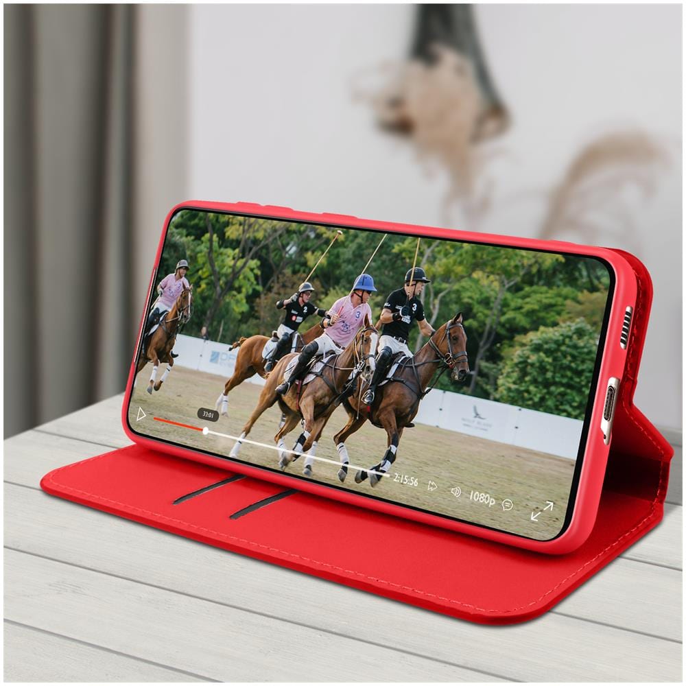 Custodia Samsung Galaxy S21 Plus Portacarte Funzione Supporto Similpelle Rosso - Foto 2