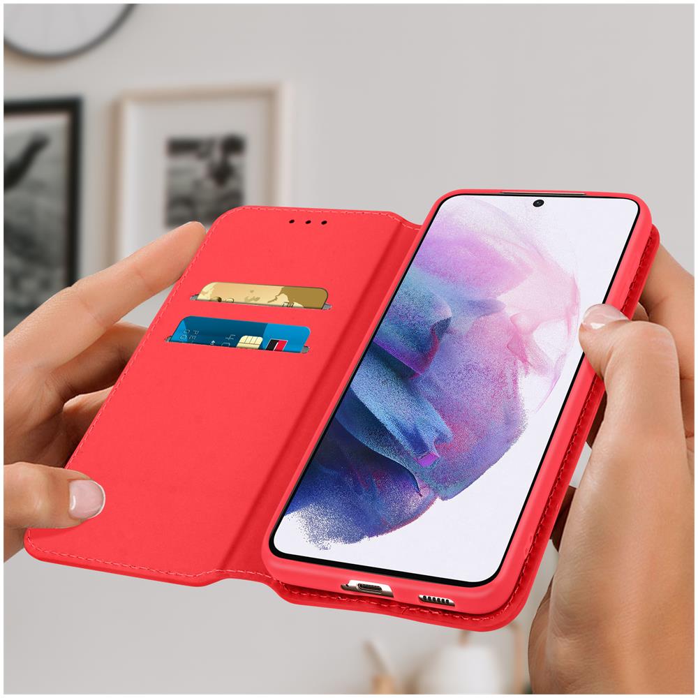 Custodia Samsung Galaxy S21 Plus Portacarte Funzione Supporto Similpelle Rosso - Foto 5