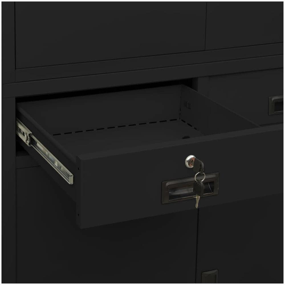 Armadio Per Ufficio Nero 90x40x180 Cm In Acciaio - Foto 3