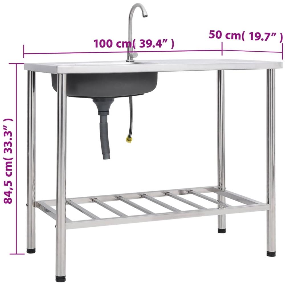Lavello Da Campeggio Vasca Singola Con Rubinetto Acciaio Inox - Foto 3