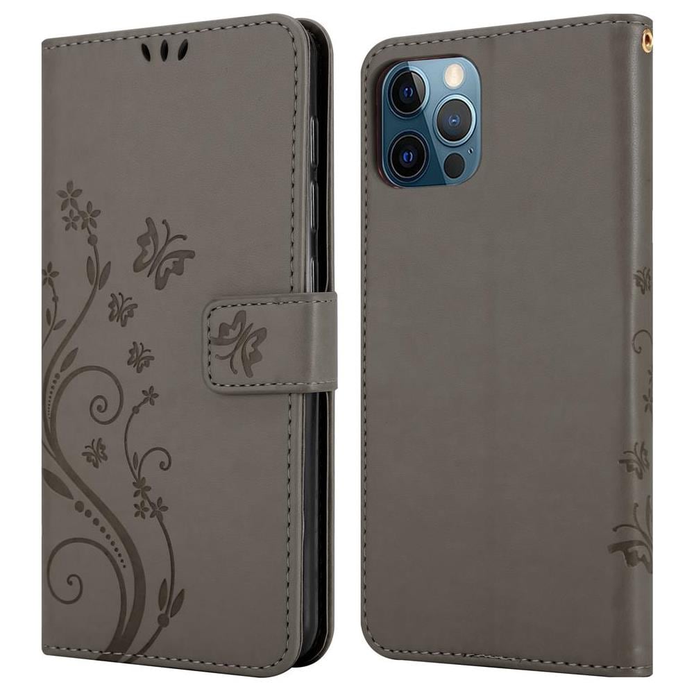 Cadorabo Custodia Compatibile Con Apple Iphone 12 / Iphone 12 Pro (6,1"" Zoll) In Grigio Fiore - Coperchio Protettivo In Design Floreale Con Chiusura Magnetica, Funzione Stand E Slot Per Carte - Foto 8