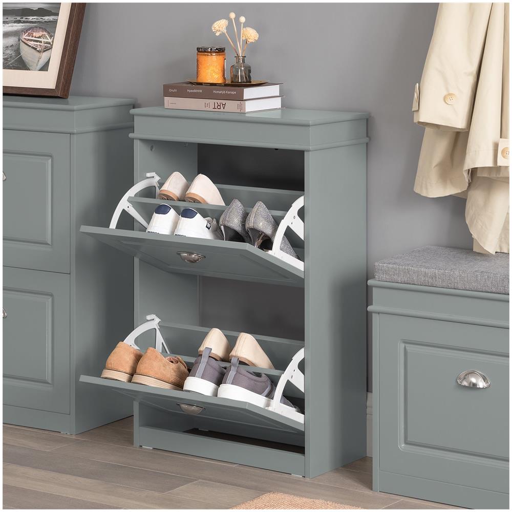 Serie Bianche Di Scarpiere Moderne Grigio 54x24x83cm 2 Ante 0 Cuscino Fsr78-hg - Foto 4