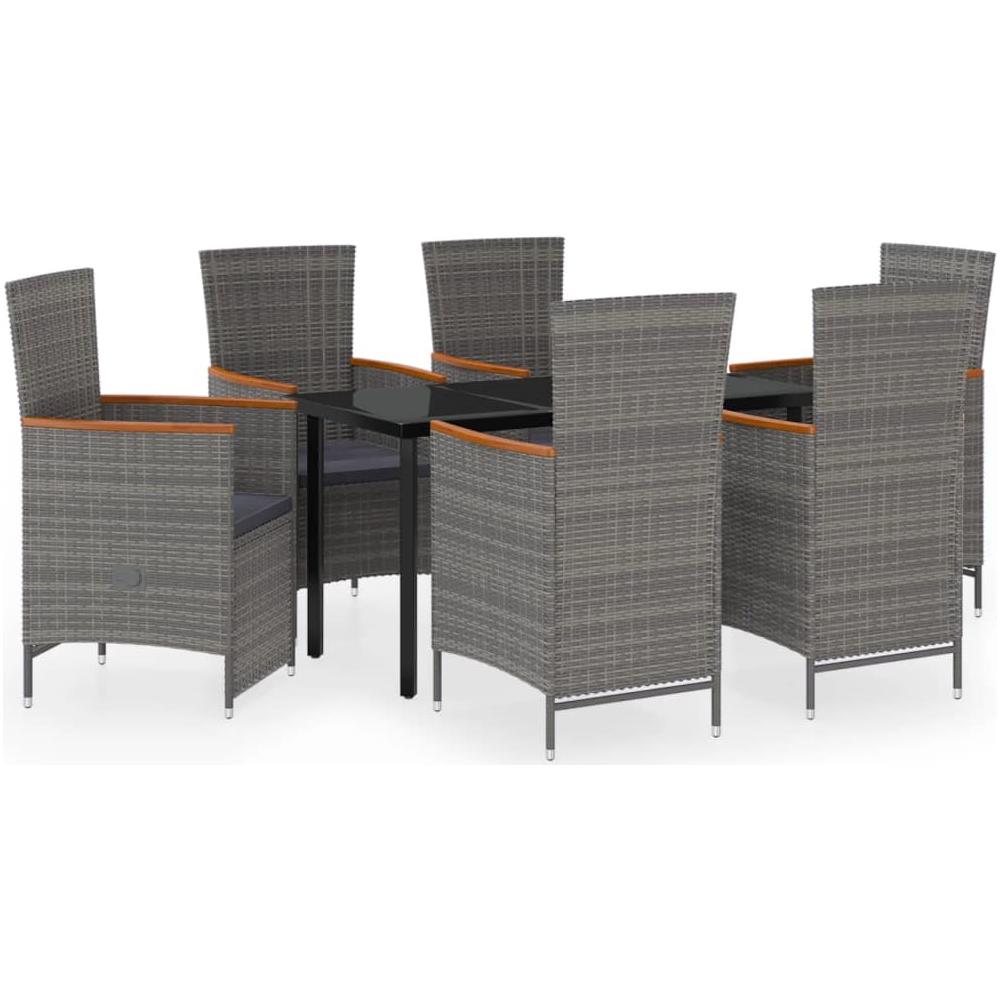 Set Mobili Da Pranzo Per Giardino 7 Pz Con Cuscini Grigio - Foto 1