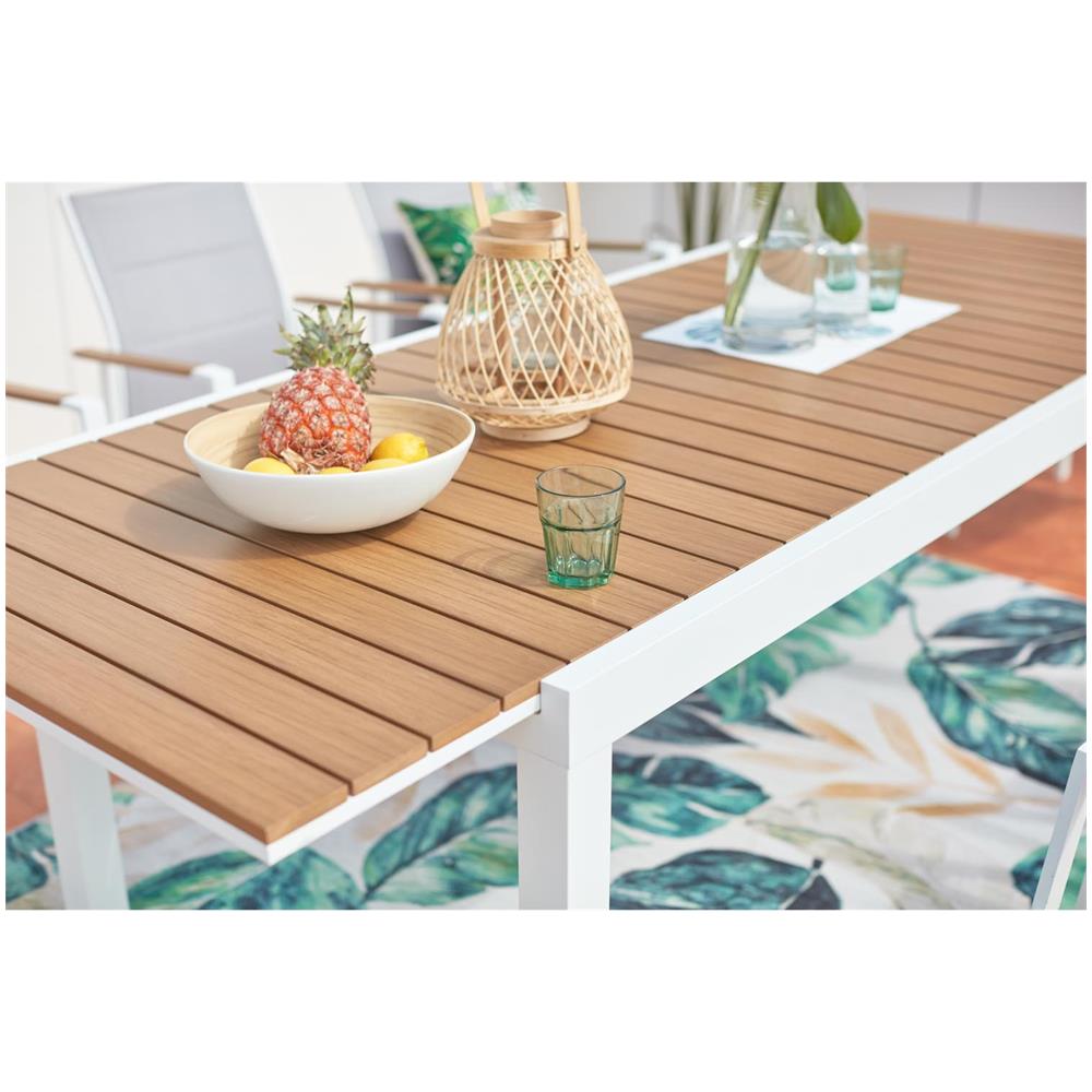 Salotto Da Giardino 8 Posti In Alluminio Bianco E Legno Tijuana - Foto 2