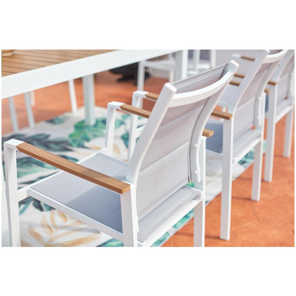 Salotto Da Giardino 8 Posti In Alluminio Bianco E Legno Tijuana - Foto 8