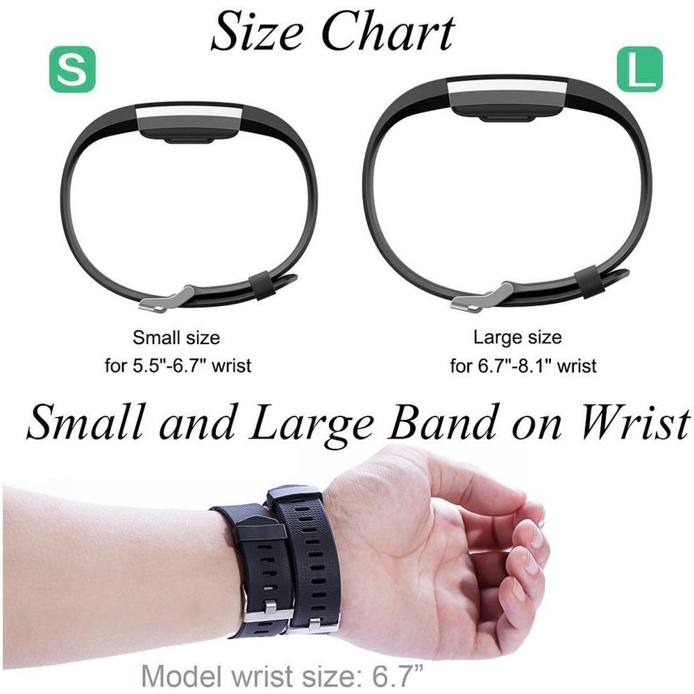 Bracciale Fitbit Charge 2 In Silicone Nero (l) Black - Foto 2