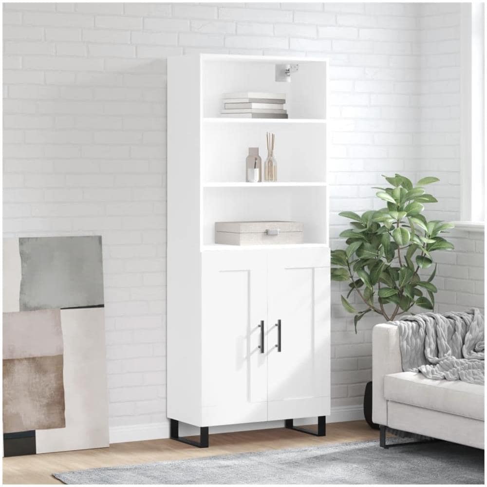 Credenza Bianca 69,5x34x180 Cm In Legno Multistrato - Foto 1