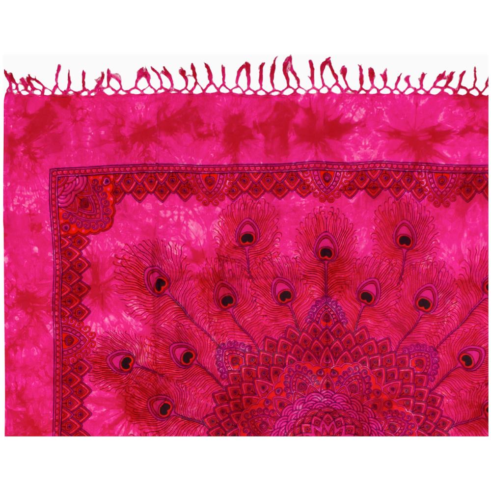 Telo Mare Spiaggia Grande Antisabbia Parasole Modello Batik Piuma Piuma Fucsia - Foto 1